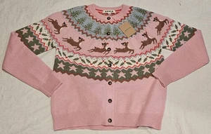 Boden Fair Isle Edie Strickjacke Rosa Rentier Neu mit Etikett Neu S - Bild 1 von 16