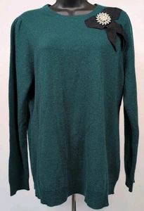 Charter Club Luxus 100% Kaschmir Pullover Grün Jolly Holiday Damen Gr. XL Neu mit Etikett - Bild 1 von 6