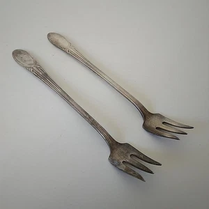 Two National Silver Company Horquillas Oliva Plateadas-Sin Pulir-Art Nouveau - Imagen 1 de 11