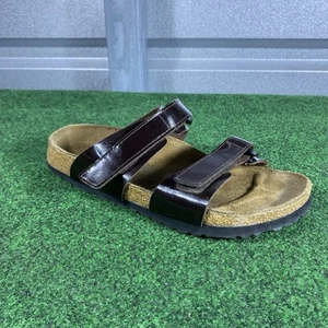 Birkenstock Birkis Madura Brown Patent Leather Sandals Slip On Women - Sz 7 - Picture 1 of 9