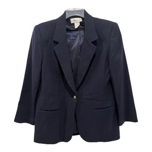 Blazer Cathy Daniels Mujer 12 Azul Lana Chaqueta Bolsillos Abotonados Forrado Náutico - Imagen 1 de 10