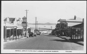 Gladstone Harbour, QLD Australia RPPC Town View & Flying Boat Landing - Picture 1 of 2