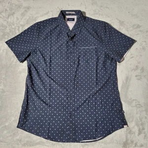 7 Diamanten 4-Wege Stretch Knopfleiste Hemd Highway Star Herren M Navy Blau Geometrisch - Bild 1 von 9