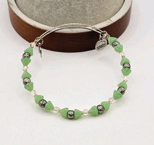 Alex & Ani "Mosaic  " Silver & Sage Green  Acrylic Beaded Bangle Bracelet ✨️⭐️ - Picture 1 of 6