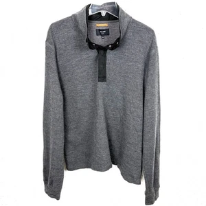 Jack Spade Wool Cotton Blend Pullover Sweater Snap Closure Tall Collar Gray XXL - Picture 1 of 6