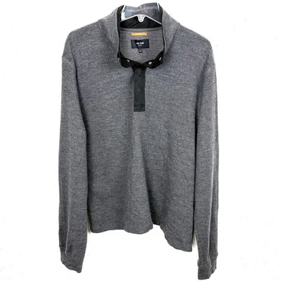Jack Spade Wool Cotton Blend Pullover Sweater Snap Closure Tall Collar Gray XXL - Image 1 of 4