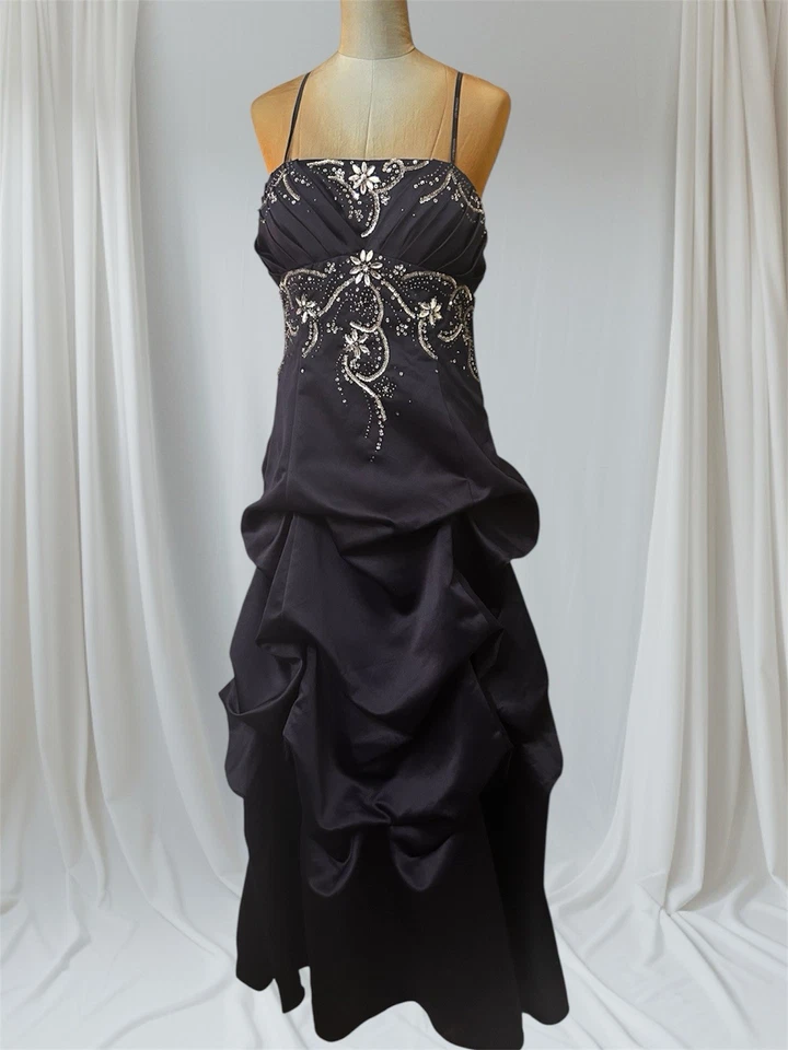 Винтажный город треугольники платье 90-х Y2K макси платье Sz Lg темно-синий фея гот выпускного - Изображение 1 из 4