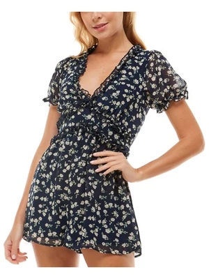 TRIXXI 女式拉链袖 V 领阔腿连身裤 — 第 1/4 张图片