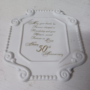 Placa de pared Elegance Amscan cerámica blanca 50 aniversario - Imagen 1 de 5