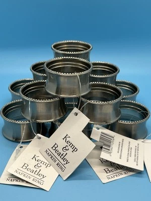 12 Kemp & Beatley Beaded Elegance Brushed Nickel Napkin Rings 6 NWT 6 No Tag - Изображение 1 из 4