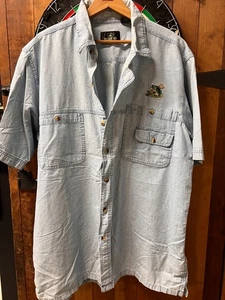 RedHead Mens XL Bass Fish Embroidered Chambray Short Sleeve Button Shirt - Bild 1 von 8