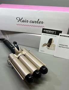 Varita de rizador de pelo de sirena 32 mm 3 barriles para ondas sueltas de playa 210c - Imagen 1 de 22