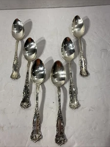 6 pc Antique Wm Rogers & Son AA 1901 Oxford 6oz Silverplate Spoons 5-7/8" - Picture 1 of 7