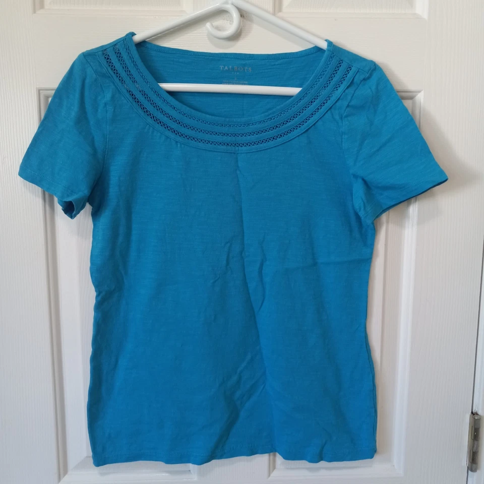 TALBOTS Blue Women's Cotton Casual Career Eveyrdya Resort Top S - Image 1 of 3