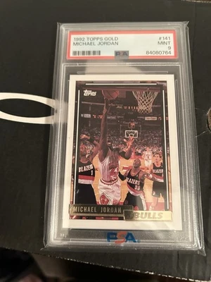 1992 TOPPS "GOLD" #141 MICHAEL JORDAN Psa 9 Mint - Image 1 of 2