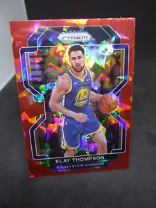 Klay Thompson- GSW - Red Cracked Ice Prizm Basketball 2021-22 Panini #92 - Picture 1 of 2