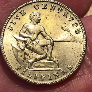 1944 US Philippines 5 Centavos Copper-Nickel Coin - MS (Mint State) condition - Picture 1 of 4