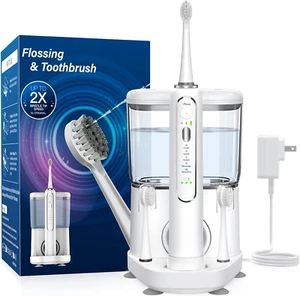 Electric Toothbrush with Water Flosser - Wireless Charging 3 in 1 Flossing Tooth - Picture 1 of 8