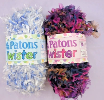 Mixed Lot of 2 Patons Twister Eyelash Yarn, Blueberry Twist & Regal Twist - Image 1 of 4