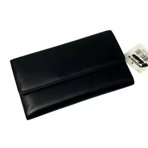 Croft & Barrow Organizer Clutch Wallet Womens Genuine Leather Black Snap Closure - Picture 1 of 13