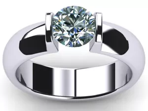 2.02 Ct Vvs1+Round Blue White Moissanite Diamond Solitaire 925 Silver Ring - Picture 1 of 4