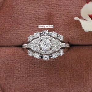 Round Cut Lab grown Pave Diamond Cluster Ring / Ready To Ship 4.50 US Ring - Picture 1 of 8