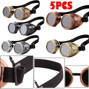 5 Vintage Victorian Steampunk Goggles Retro Glasses Gothic Punk Cosplay Costume - Picture 1 of 12