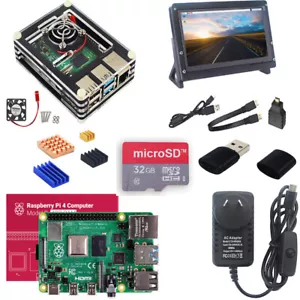 Raspberry Pi 4 2/4/8GB Full Kit, 7'' Touch Screen, PUS, Case w/ Fan, 32GB Card - Picture 1 of 12