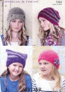 Sirdar 7263 Knitting Pattern Hats in Sirdar Ophelia and Freya Chunky - Picture 1 of 1
