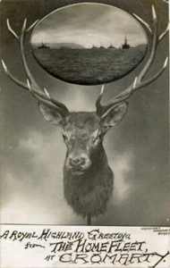 REAL PHOTO POSTCARD GREETING FROM HOME FLEET, CROMARTY, CROMARTYSHIRE, SCOTLAND - Picture 1 of 2