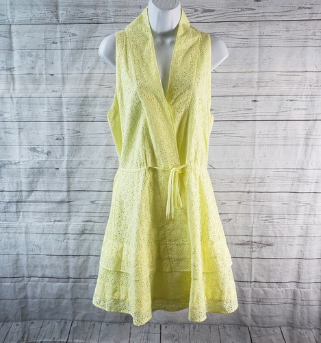 UNDERCOVER Abito donna Victorias Secret con bottoni davanti taglia grande giallo occhielli cotone