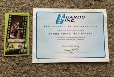 HARRY POTTER AUTOGRAPH AUTO SIGNED CARD HARRY FRANKY MWANGI GOBLIN BANK CLERK - Image 1 of 4
