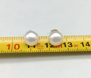 Orecchini donna perla naturale perno argento bianco 925 bottone a lobo - Foto 1 di 4