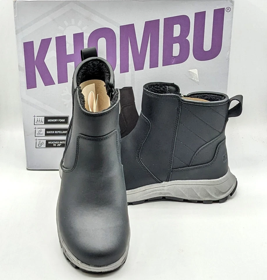 Khombu Dusk 1800416 Women's 9 Insulated Black Side Zip Winter Booties