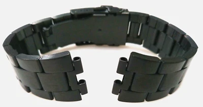 Reloj inteligente negro para hombre 16 mm correa de reloj con botón pulsador de seguridad se adapta a acero guijarro - Imagen 1 de 4