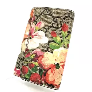 Gucci Key Case Blooms Flora Flower Print Pink 410084 2184 Purse Authentic - Picture 1 of 23