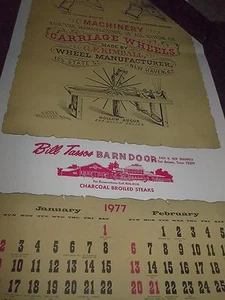 Vintage Bill Tassos Scheunentor Restaurant Kalender San Antonio alter Laden ADS 1977 - Bild 1 von 6