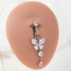 Clip On Belly Button Jewelry Ring Butterfly Shape - Picture 1 of 13