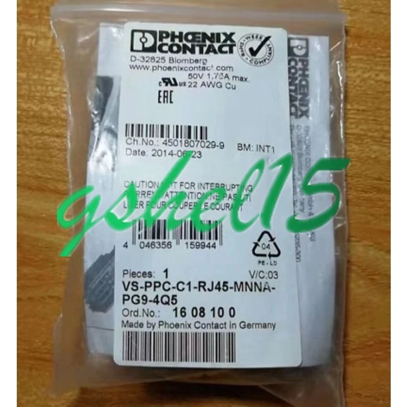 1PCS/Box NEW Phoenix VS-PPC-C1-RJ45-MNNA-PG9-4Q5-1608100 coupler #HJ - Image 1 of 1