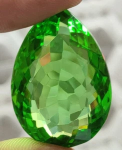 AAA+ Green Peridot 64.60 Ct. Pear Cut Faceted Loose Gemstone for Ring & Pendant - Picture 1 of 6