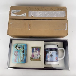 Tazza ceramica orso polare Coca-Cola vintage con carte collezionabili in metallo da collezione - Foto 1 di 9