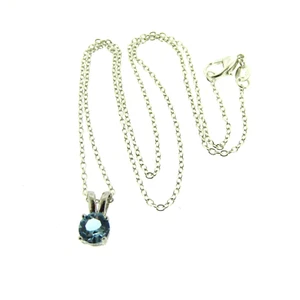 Blue Crystal Solitaire Pendant Necklace 6mm*18 Silver Plate - Picture 1 of 7
