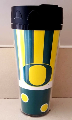 OREGON DUCKS Cup Car Travel Mug Coffee Truck SUV Boat Wrap Around Stripes Design Cover