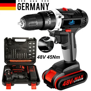 mit 2 Akkus Ladegerät 48V Akkuschrauber Set Schlagbohrschrauber Bohrmaschine - Bild 1 von 24
