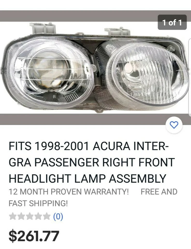 Headlight Lens-Assembly Right Dorman 1590741 fits 98-01 Acura Integra - Image 1 of 2