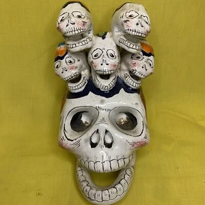 Talavera Mexican Pottery Sugar Skull Figure Catrina Folk Art Gerardo Garcia - Picture 1 of 8