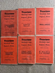 6x 1930's Firestone Cloth Car Mileage Maps - Vintage FAB lot - see photos - Foto 1 di 13