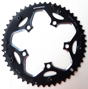 PLATEAU ALUMINIUM PROWHEEL 50 DENTS ENTRAXE 110 BCD NOIR/ARGENTE NEUF - Picture 1 of 3