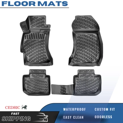 汽车脚垫衬里适用于斯巴鲁 Forester 2009 - 2013 橡胶 TPE 全天候黑色 — 第 1/4 张图片