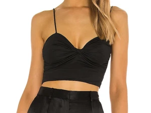 NEW $58 Lovers + Friends Ida Twist Front Black Crop Top Size Small - Picture 1 of 5